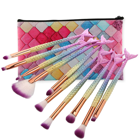 1pcs Brush Bag Case OR 10pcs Mermaid  Makeup Brushes Set Cosmetic Eye Shadow Lip Make Up Professional Makeup Brush Set