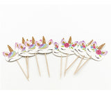 24Pcs Unicorn Cake Insert Bachelorette Party Unicorn Party Happy Birthday Baby Shower Party Supplies DIY Unicorno Natal Deco.Q