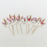 24Pcs Unicorn Cake Insert Bachelorette Party Unicorn Party Happy Birthday Baby Shower Party Supplies DIY Unicorno Natal Deco.Q