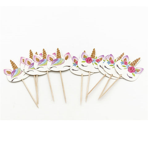 24Pcs Unicorn Cake Insert Bachelorette Party Unicorn Party Happy Birthday Baby Shower Party Supplies DIY Unicorno Natal Deco.Q