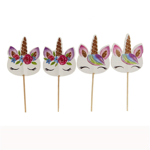 24Pcs Unicorn Cake Insert Bachelorette Party Unicorn Party Happy Birthday Baby Shower Party Supplies DIY Unicorno Natal Deco.Q