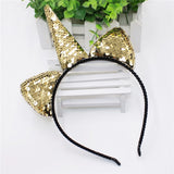 Cute Can Flip Sequins Glitter Unicorn Hairband Rainbow Unicorn Cat Ears Kid Party Cartoon Headband Hair Accessories For Women