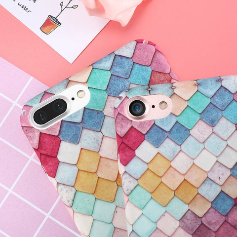 KISSCASE Colorful 3D Hard Phone Cases For iPhone X XS XR XS Max Girl Mermaid Fish Scale Case for iPhone 7 8 Plus 6 6s Back Cover