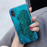LACK Blu-ray Scales Phone Case For iphone 7 Case For iphone 6 6S 7 8 Plus X Fashion Retro Smooth Cover Cartoon Mermaid Cases