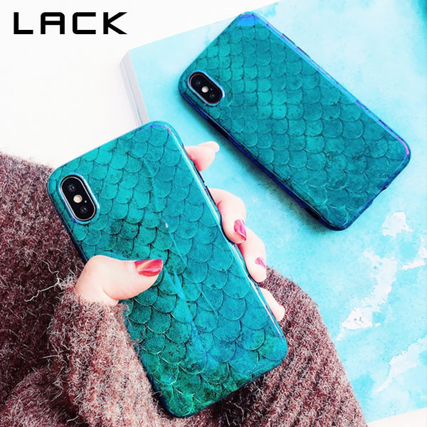 LACK Blu-ray Scales Phone Case For iphone 7 Case For iphone 6 6S 7 8 Plus X Fashion Retro Smooth Cover Cartoon Mermaid Cases