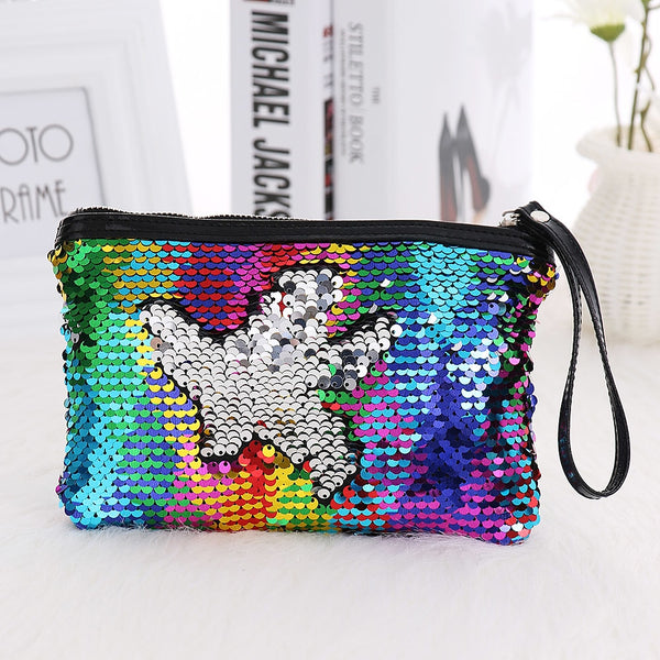 Mermaid Sequins Pencil bag Women Purse DIY Sequins Handbag Mermaid Bag Glitter Clutch Wallet Pencil Case School Stationery