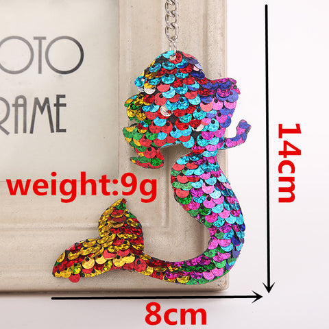 Mermaid Star Unicorn Cat Keychain Glitter Pompom Sequins Key Chain Gifts for Women Llaveros Mujer Car Bag Accessories Key Ring