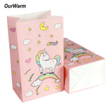 OurWarm 12pcs Unicorn Paper Gift Bags Pink Candy Bag for Unicorn Party Baby Shower Birthday Candy Box Birthday Party Supplies