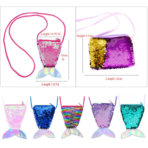 Women Mermaid Tail Sequins Coin Purse Girls Crossbody Bags Sling Money Change Card Holder Wallet Purse Bag Pouch For Kids Gifts